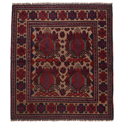 Handwoven rug, Baloch rug, Gul Barjasta, Afghan wool rug, 