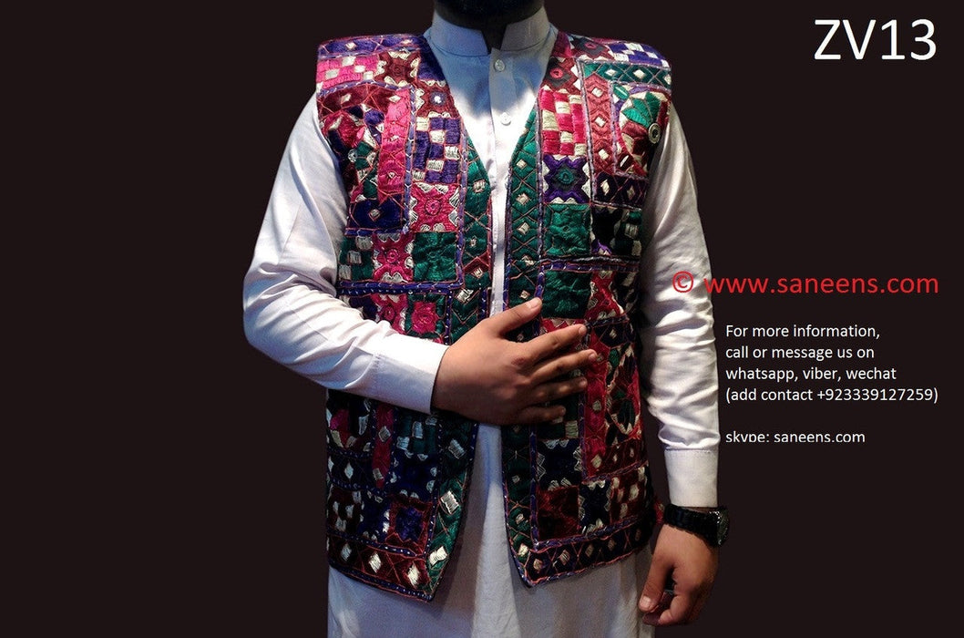 traditional afghan vest with embroidery work