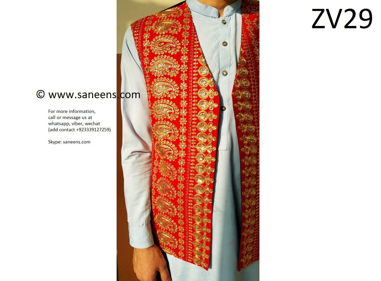 pakhtoon groom vest waskat