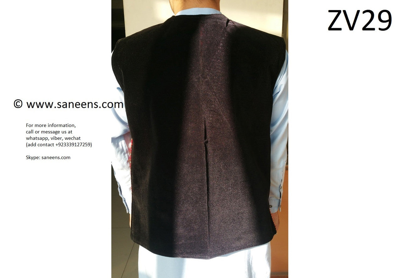 afghan pashtun velvet vest waistcoat waskat