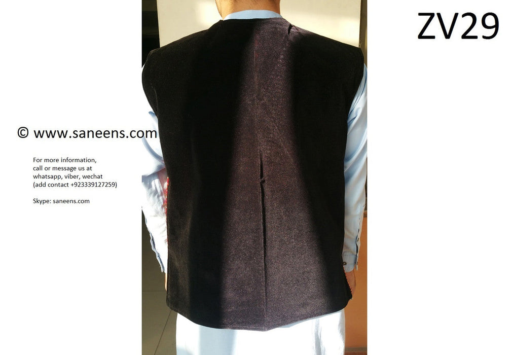 afghan pashtun velvet vest waistcoat waskat