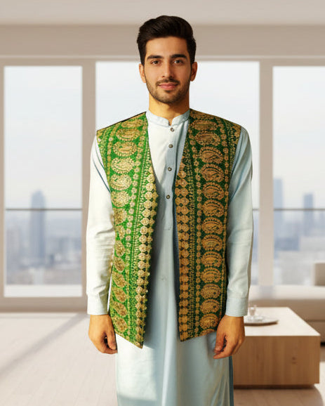 Afghan Fashion Green Lace Vest