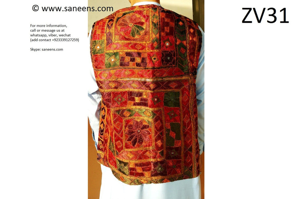 pathan fashion vest with hand embroidery work