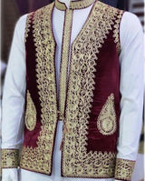 Afghan Maroon Vest Waistcoat