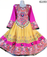 Traditional Saneens Afghan Nikah Yellow embroidery dress