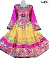 Traditional Saneens Afghan Nikah Yellow embroidery dress