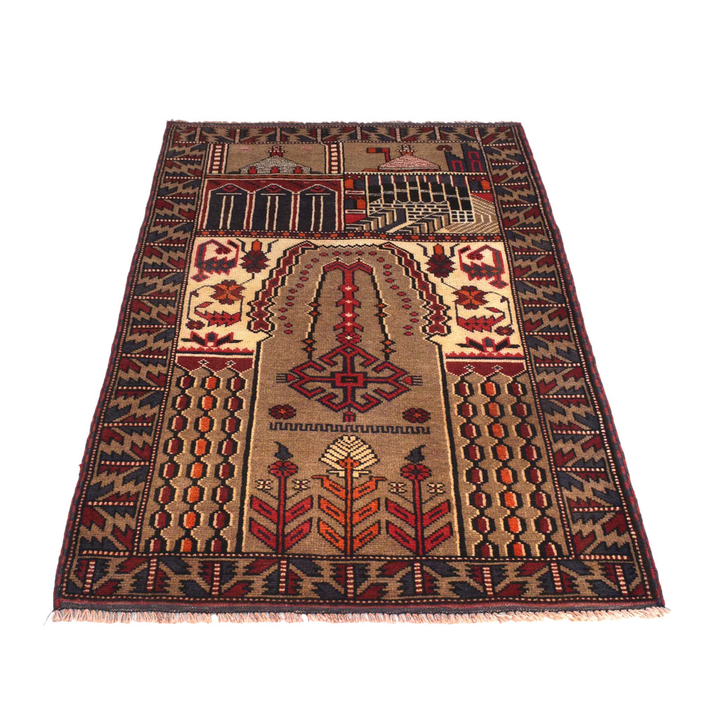 Authentic Afghan Prayer Rug 4.7x1.9 ft