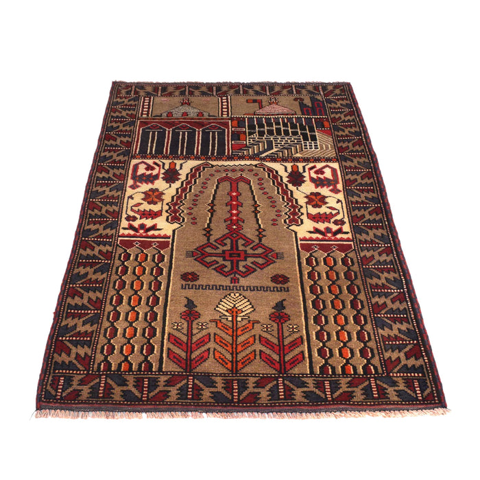 Authentic Afghan Prayer Rug 4.7x1.9 ft