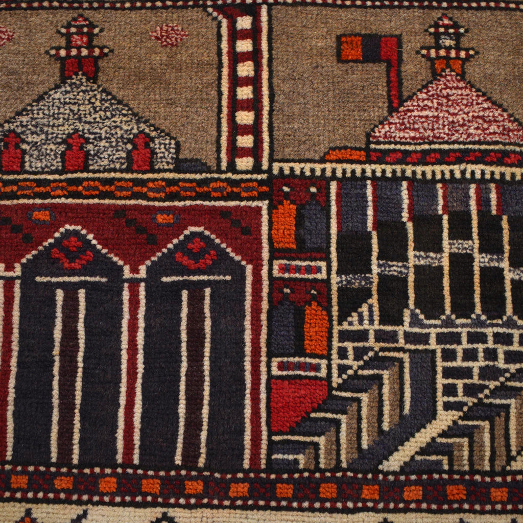 Authentic Afghan Prayer Rug 4.7x1.9 ft