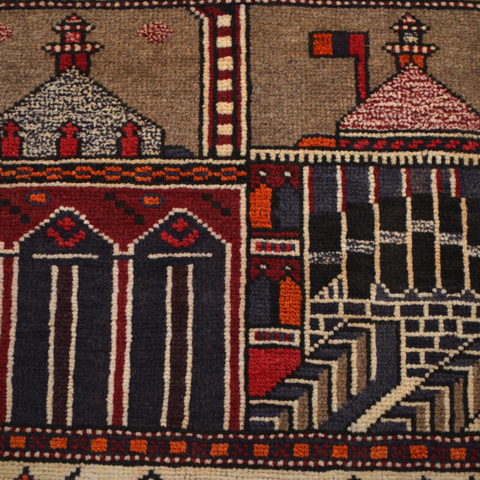 Authentic Afghan Prayer Rug 4.7x1.9 ft