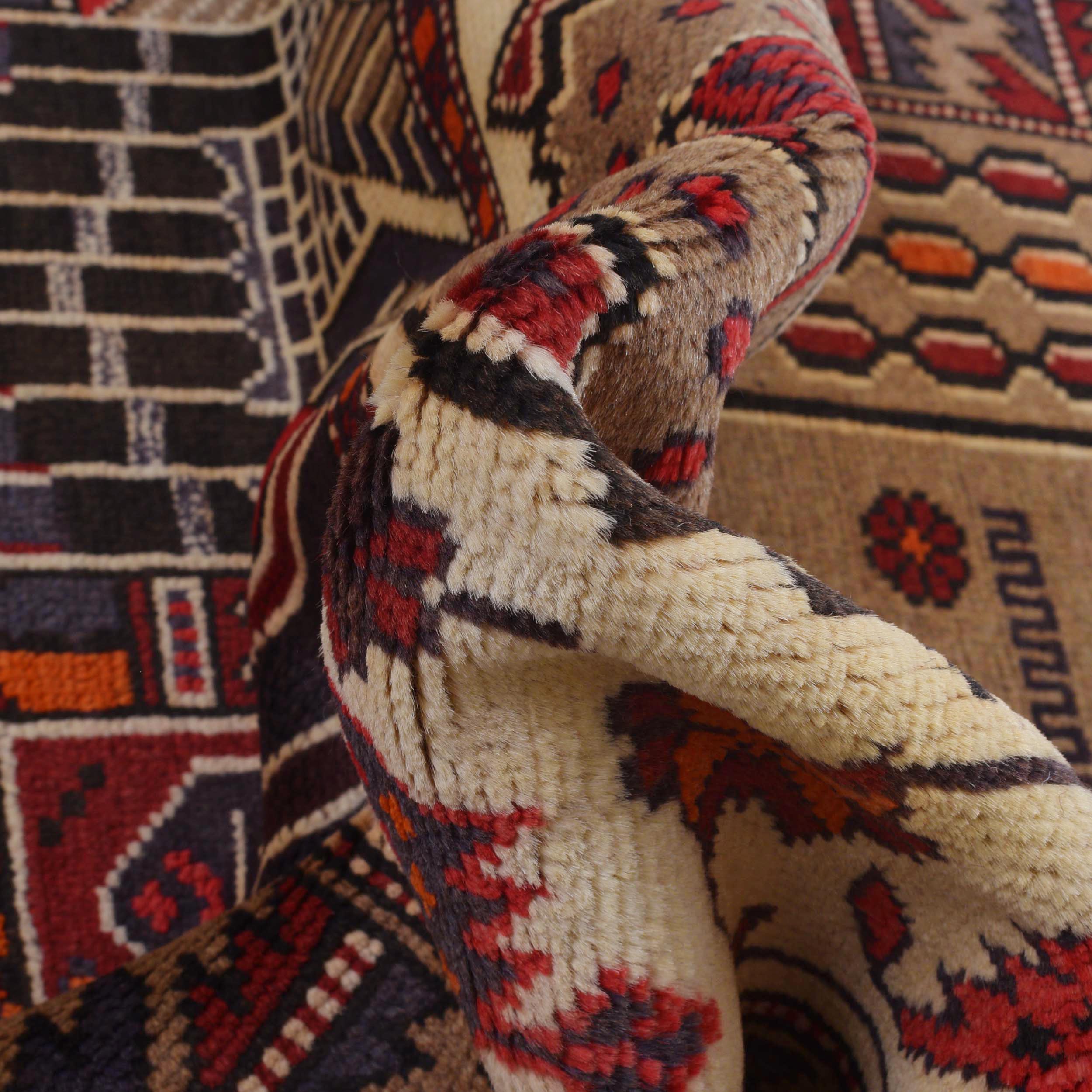 Authentic Afghan Prayer Rug 4.7x1.9 ft