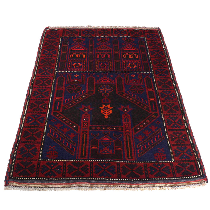 Wool Afghan Prayer Mat 4.7x2.7 ft