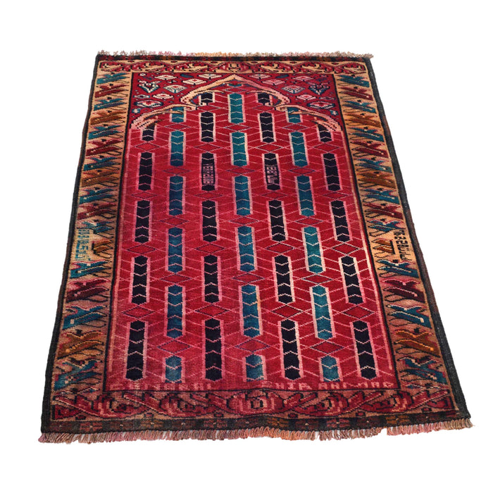 Classic Afghan Prayer Rug 3.8x2.4 ft