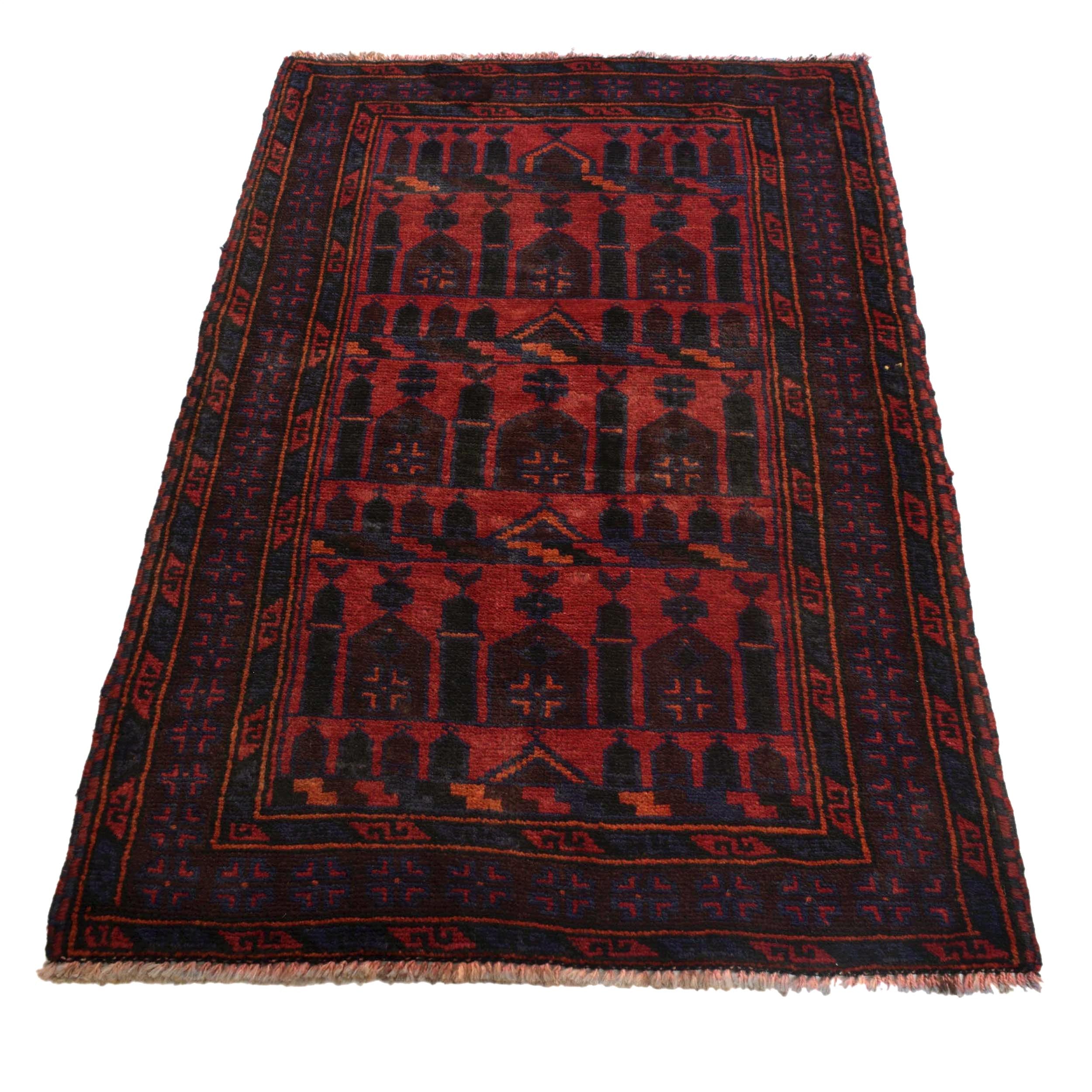Afghan Woven Prayer Rug 4.7x2.9 ft