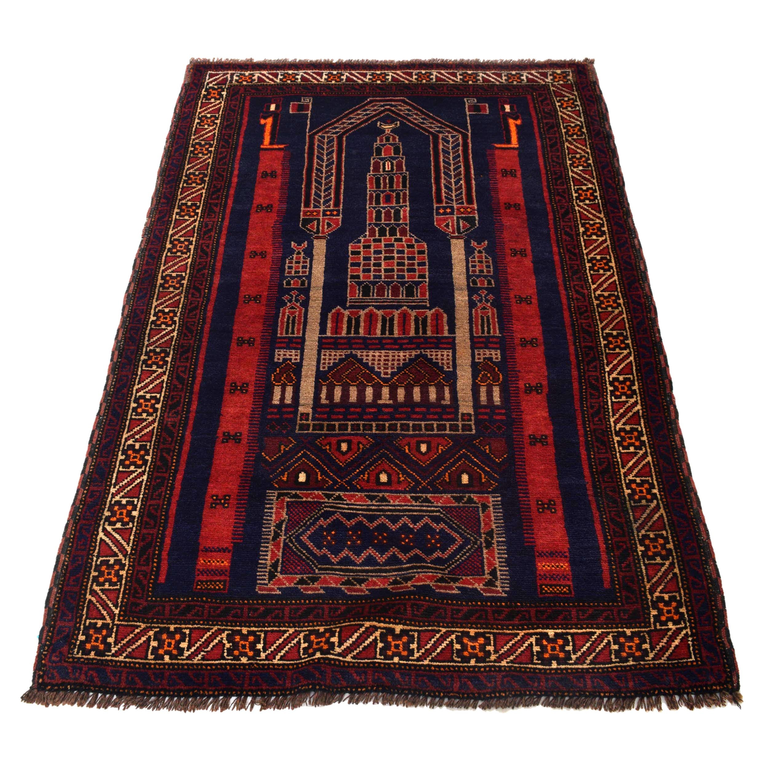 Afghan Artisan Prayer Rug 4.9x3.2 ft