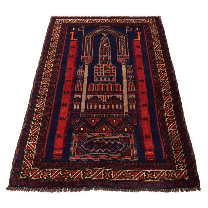 Afghan Artisan Prayer Rug 4.9x3.2 ft