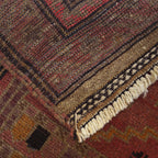 Distressed Overdyed Vintage Area Rug 4.2x2.9ft