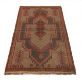 Antique Look Overdyed Wool Carpet 4.5x2.9ft