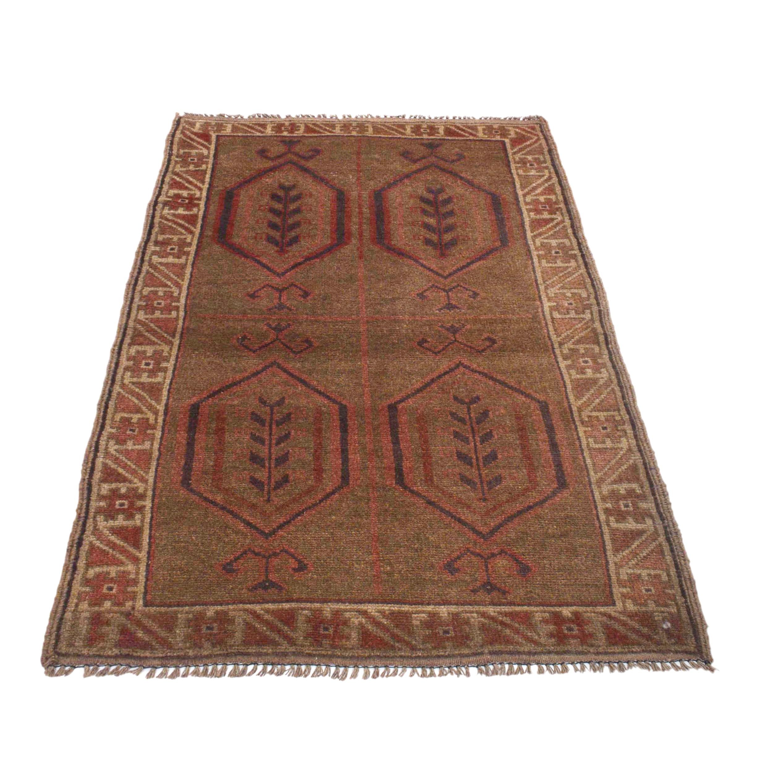 Handcrafted Overdyed Vintage Carpet 4.6x2.8ft