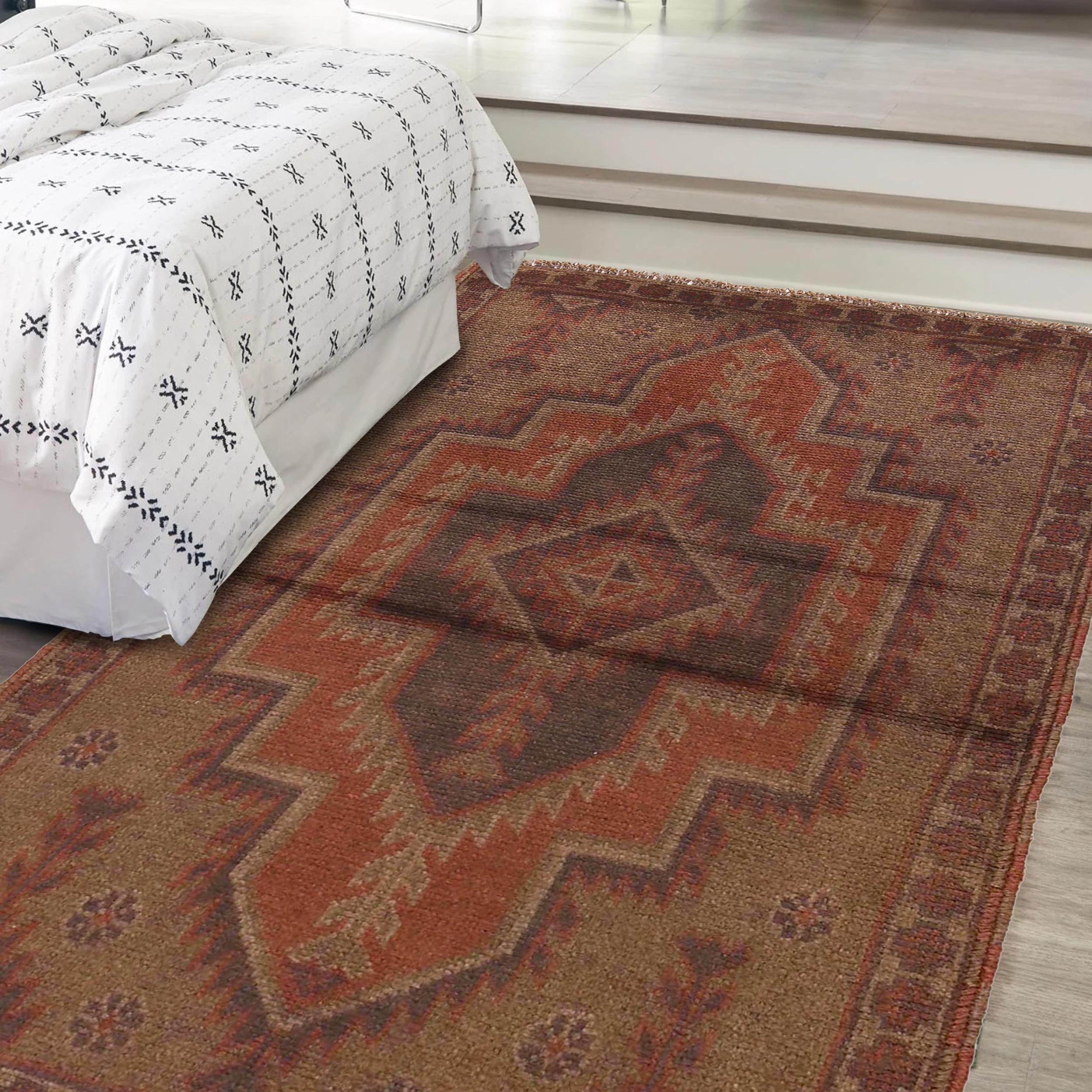 Modern Overdyed Antique Style Rug 4.4x2.9 ft