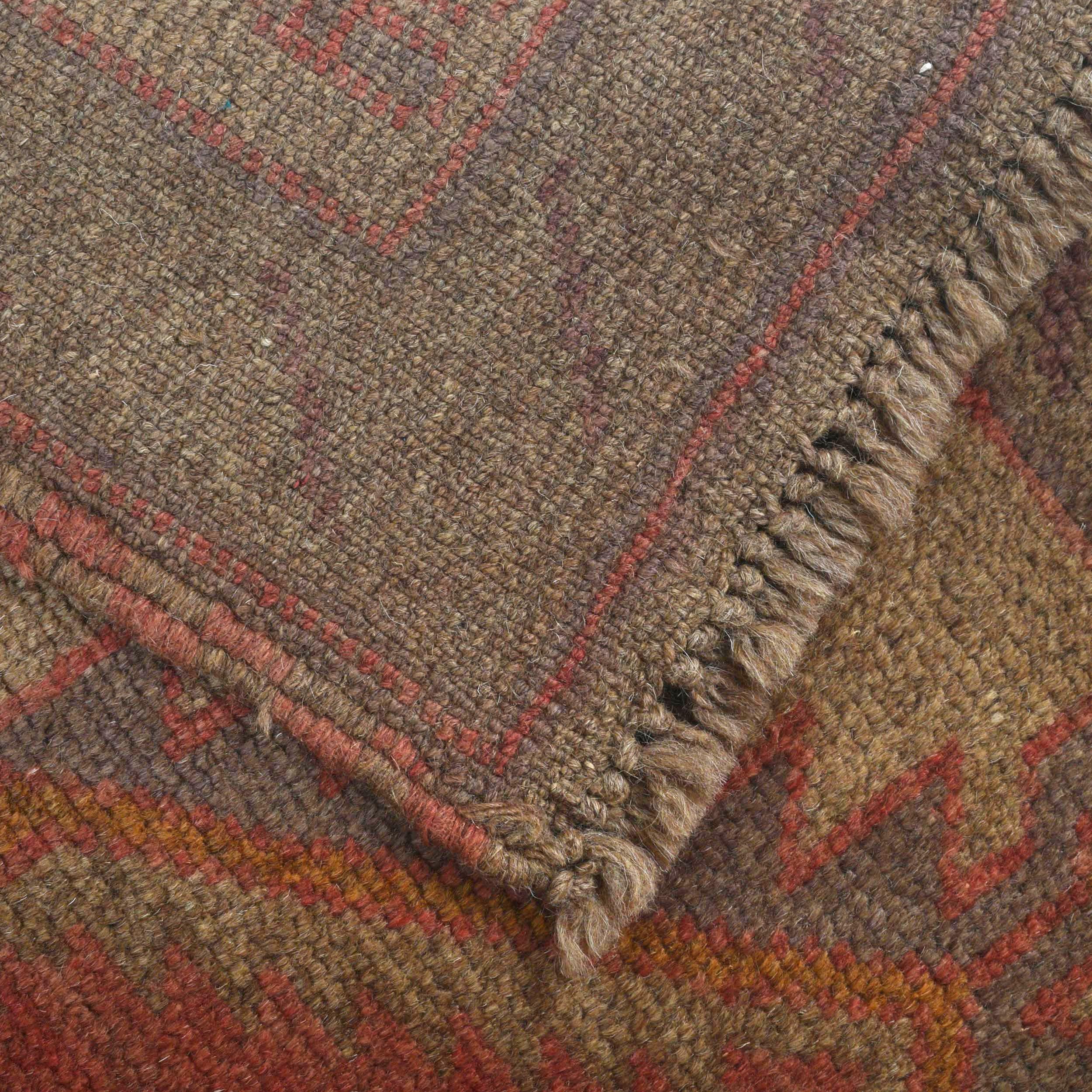 Overdyed Tribal Pattern Wool Rug 4.8x2.8 ft