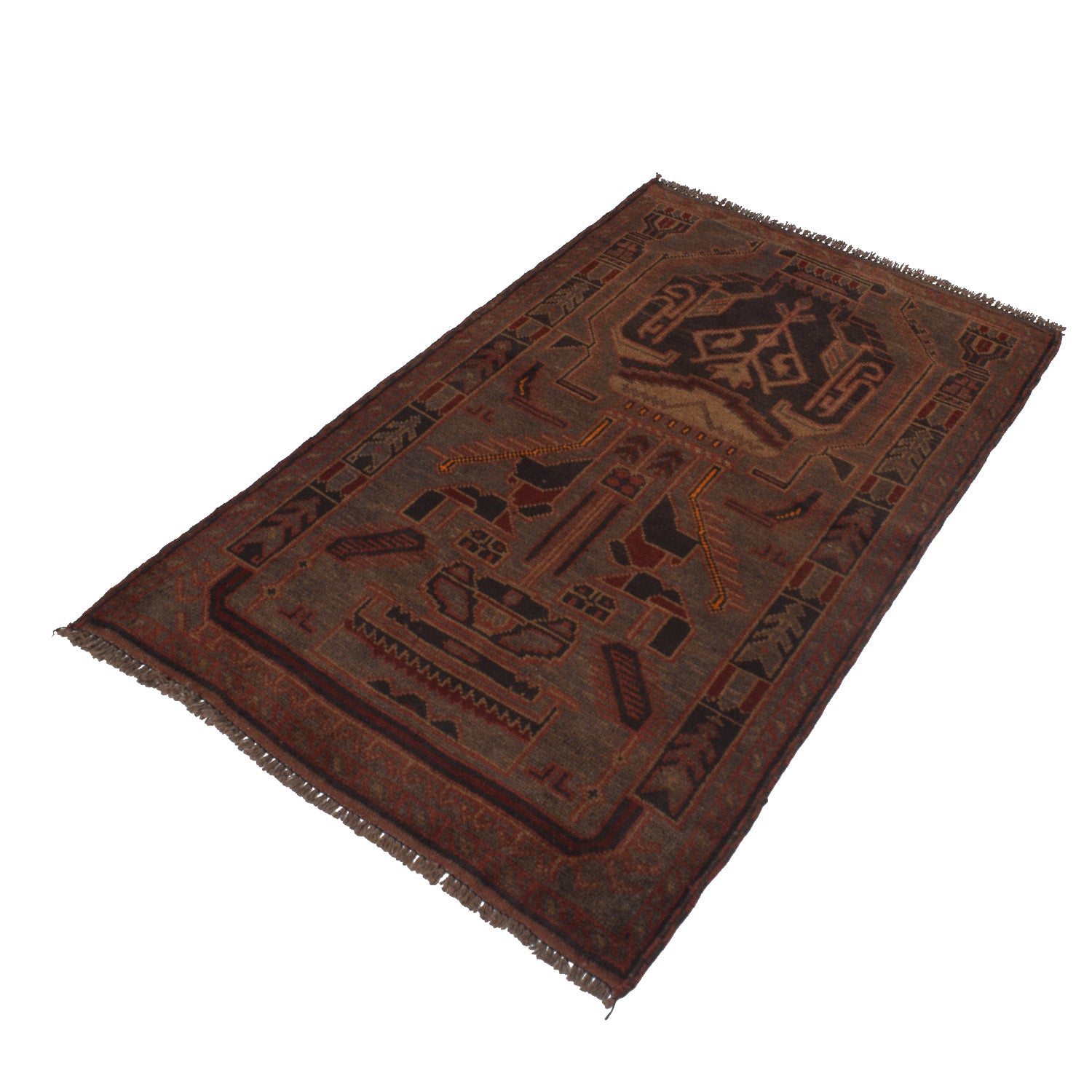 Unique Handmade Overdyed Wool Rug 4.6x2.7 ft