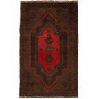 Luxury Vintage Overdyed Wool Area Rug 4.4x2.7 ft