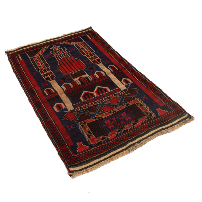 Afghan Prayer Rug Artisan 4.2x2.8 ft