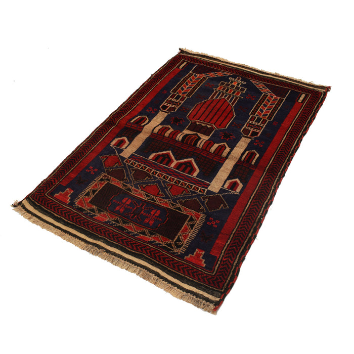 Afghan Prayer Rug Artisan 4.2x2.8 ft