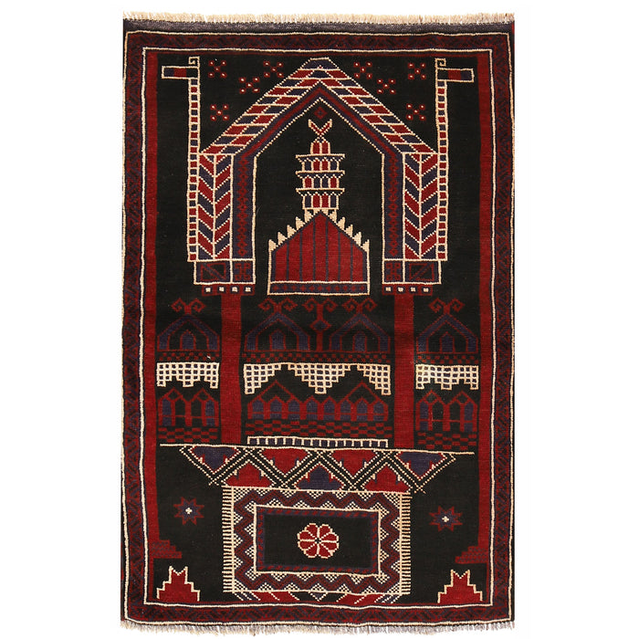 Prayer Mat Tribal Afghan 4.4x2.8 ft