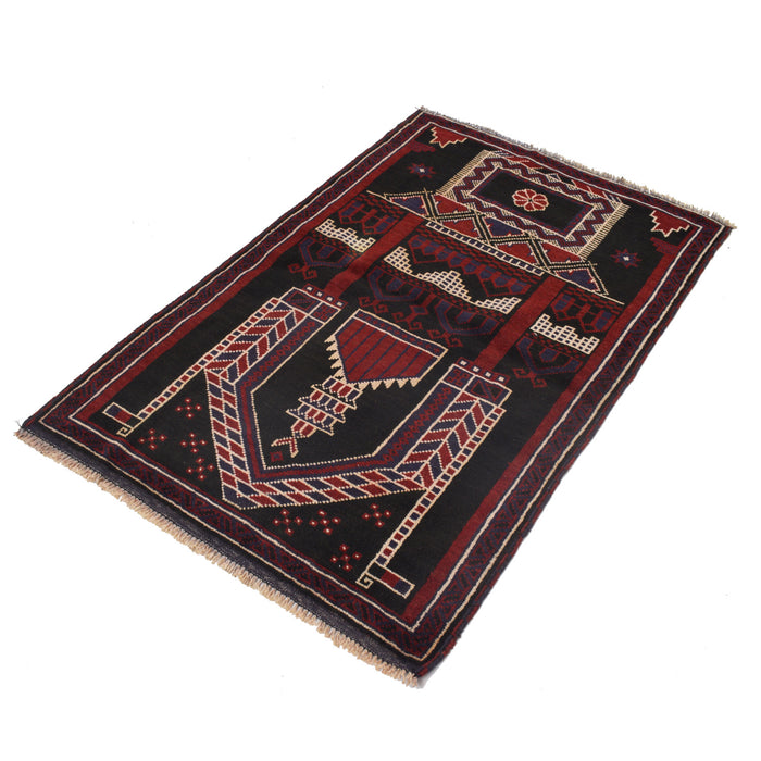Prayer Mat Tribal Afghan 4.4x2.8 ft