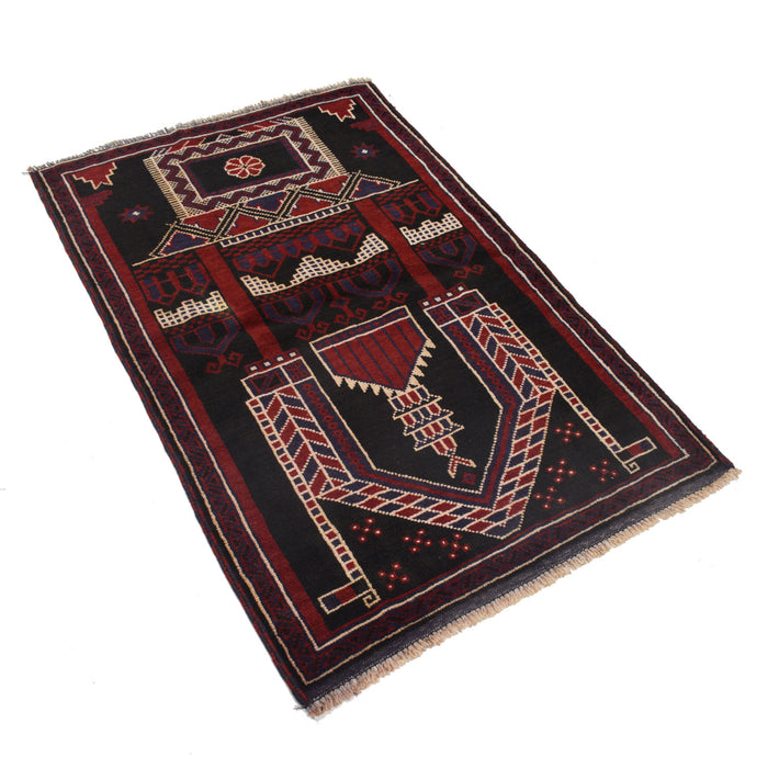 Prayer Mat Tribal Afghan 4.4x2.8 ft
