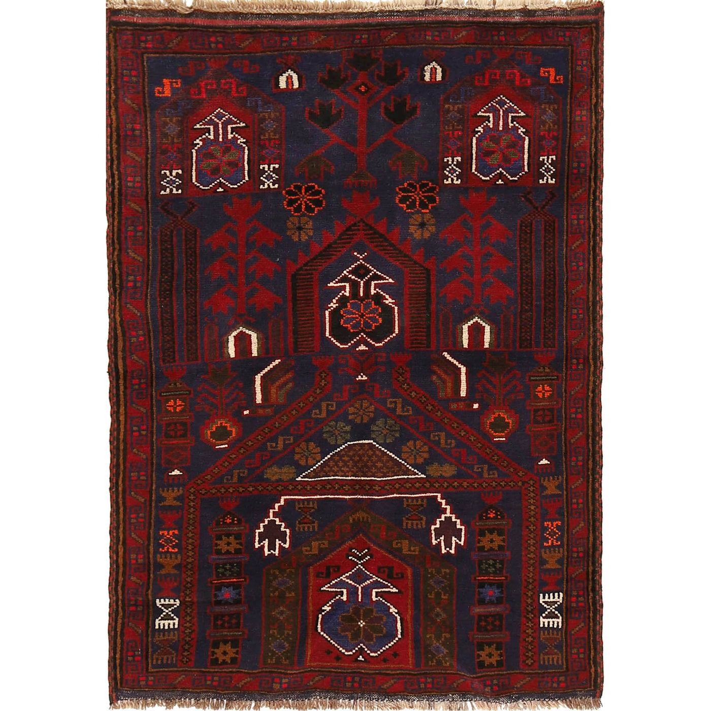 Afghan Weaving Prayer Mat 4.4x3 ft