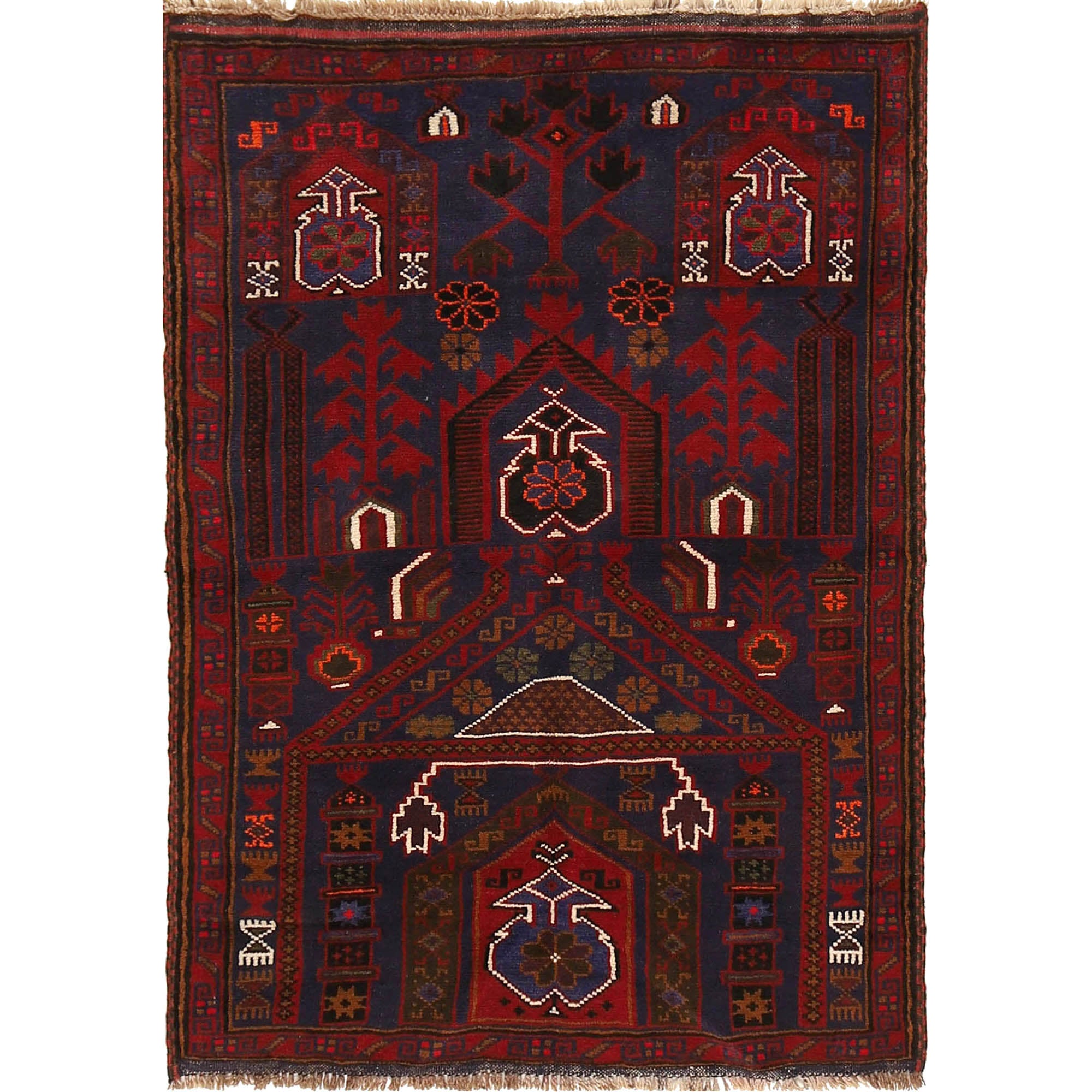 Afghan Weaving Prayer Mat 4.4x3 ft