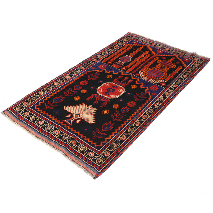 Afghan Wool Prayer Rug Pattern 5x2.9 ft