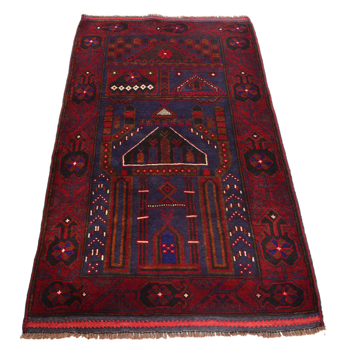 Afghan Design Prayer Rug 4.7x2.9 ft
