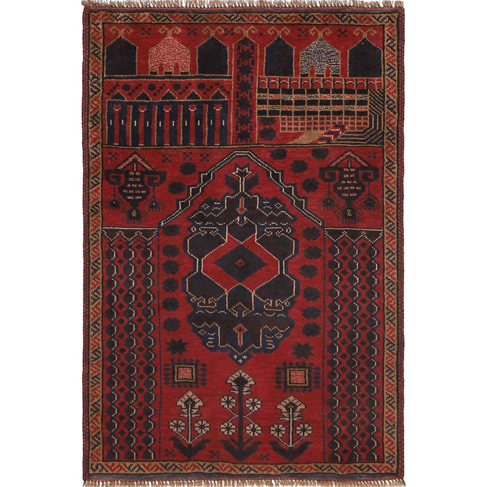 Afghan Handloom Wool Prayer Rug 4.6x3.1 ft