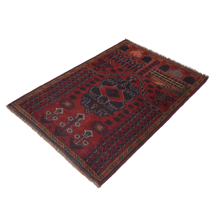 Afghan Handloom Wool Prayer Rug 4.6x3.1 ft