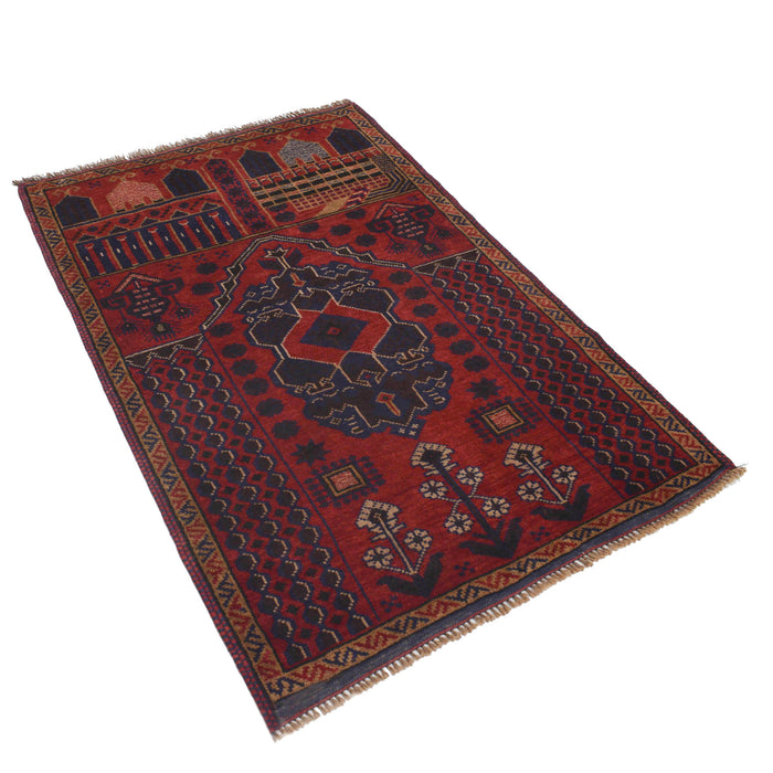 Afghan Handloom Wool Prayer Rug 4.6x3.1 ft
