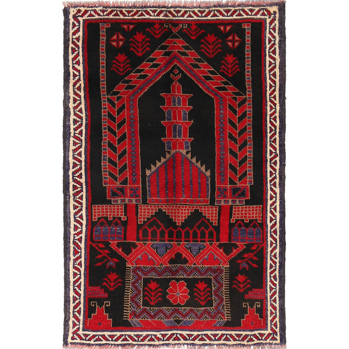 Prayer Mat Wool Afghan 4.3x2.8 ft
