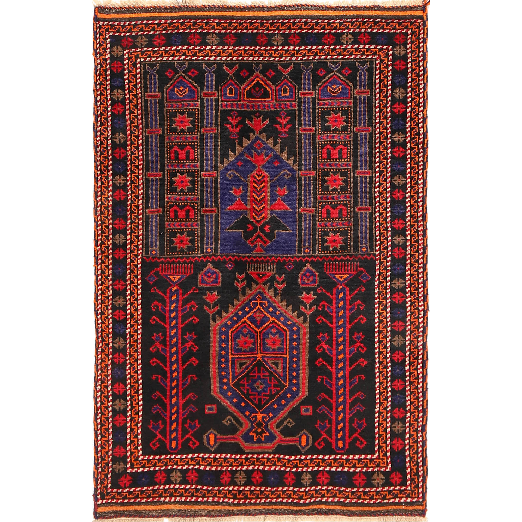 Prayer Rug Heritage Afghan 4.4x3 ft