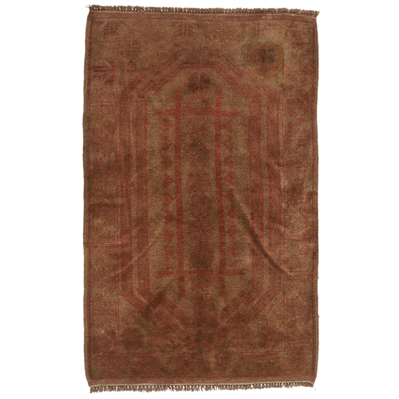 Vintage Inspired Overdyed Wool Rug 4.5x2.9 ft