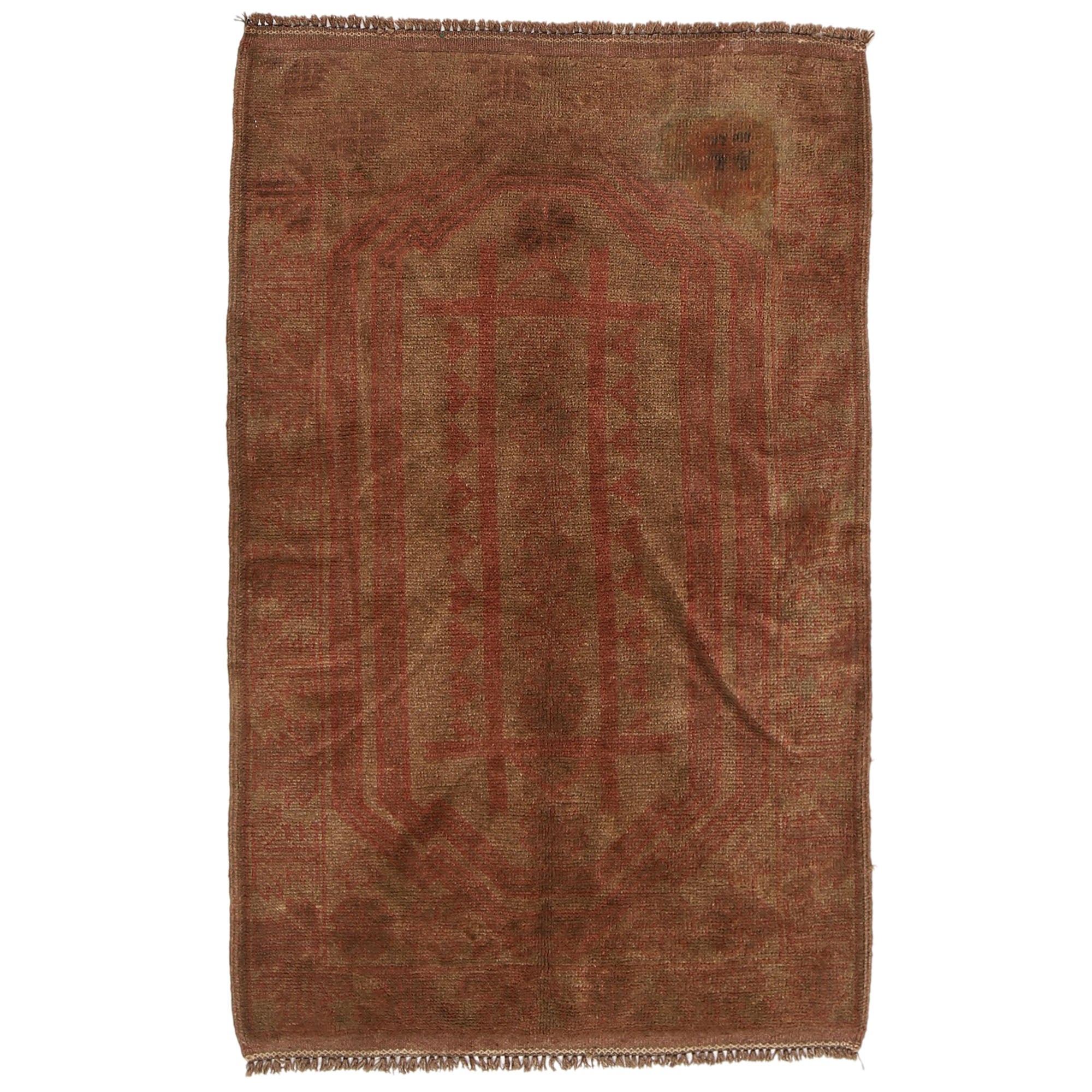 Vintage Inspired Overdyed Wool Rug 4.5x2.9 ft