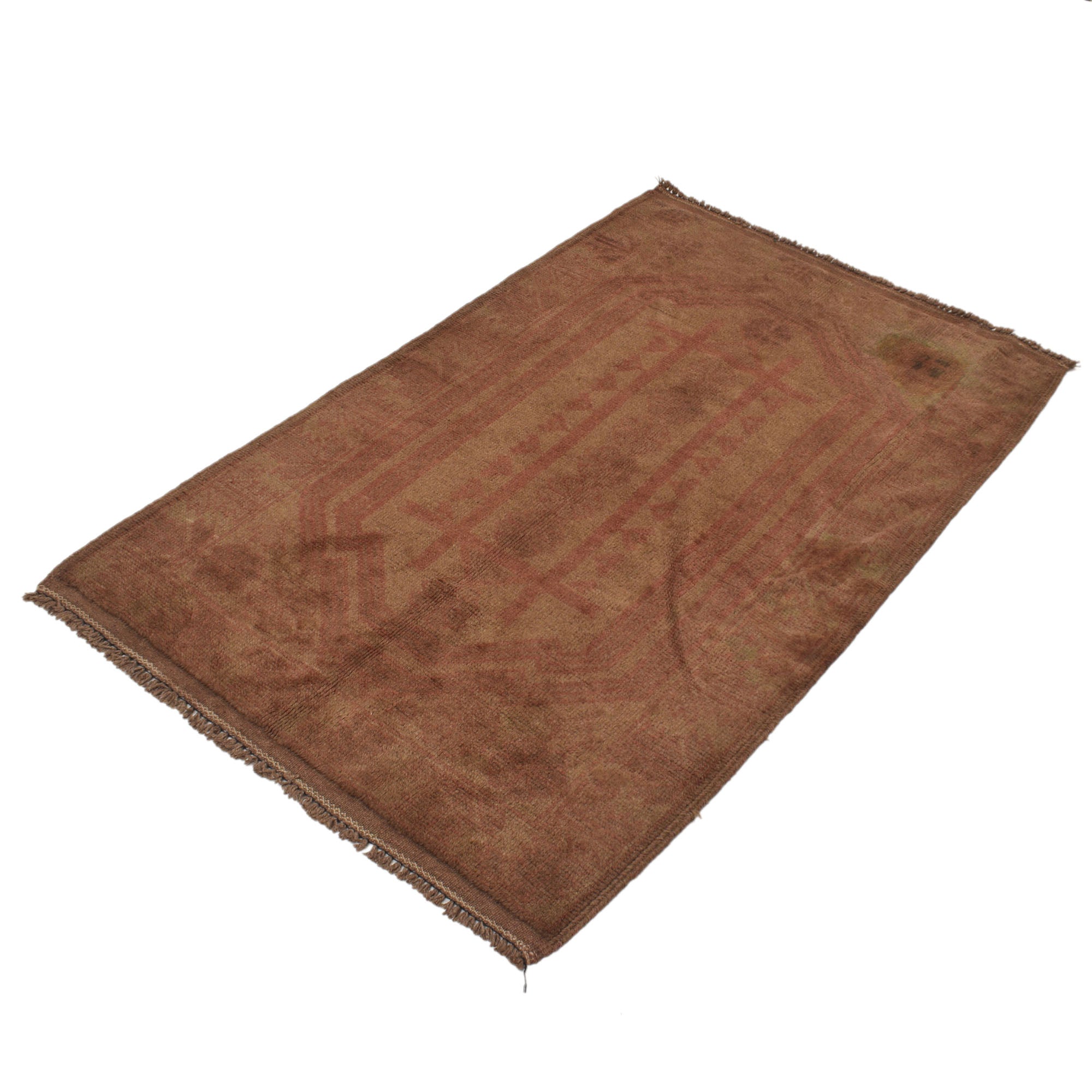 Vintage Inspired Overdyed Wool Rug 4.5x2.9 ft