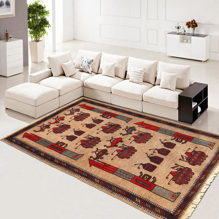 Afghan War Weapons Scene Rug 4.3x3 ft