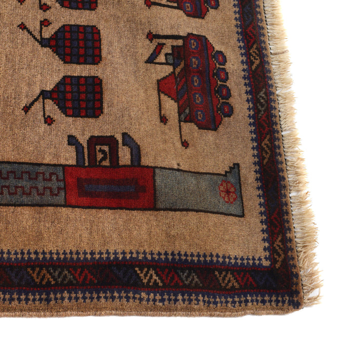 Afghan War Weapons Scene Rug 4.3x3 ft