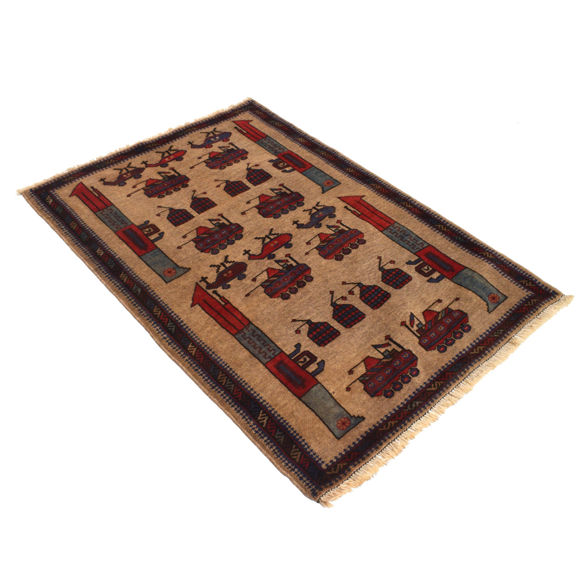 Afghan War Weapons Scene Rug 4.3x3 ft