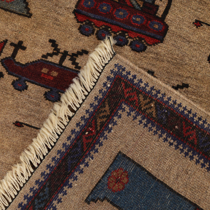 Afghan War Weapons Scene Rug 4.3x3 ft
