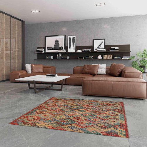 Handwoven Afghan Chobi Kilim Wool Pure Perfection