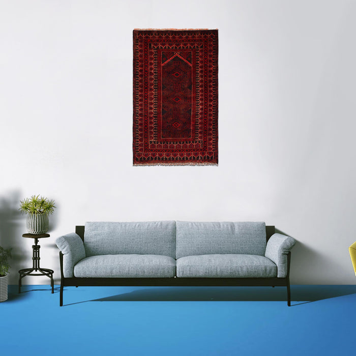 Afghan Skill Prayer Rug 4.5x2.8 ft